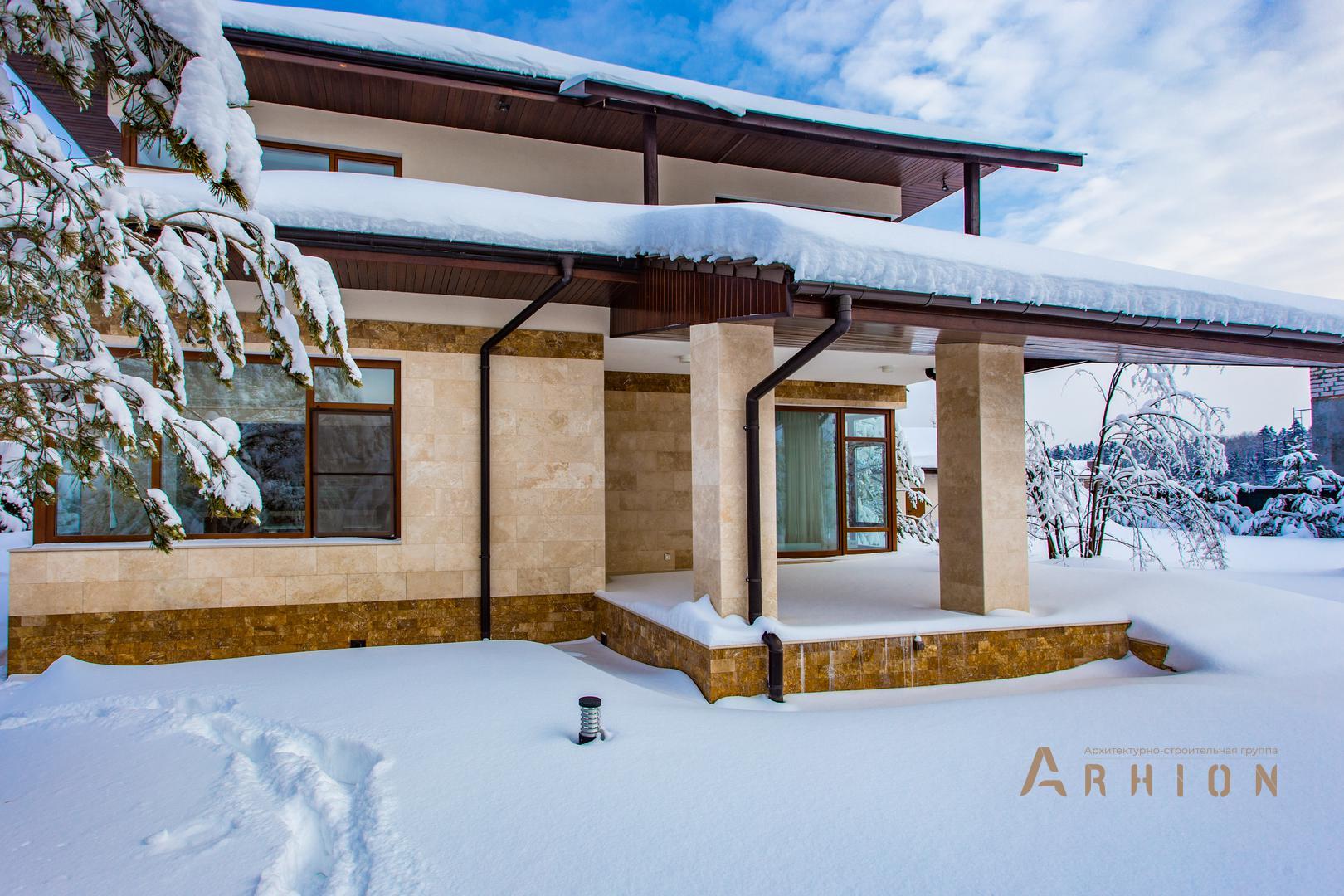 6. Проект двухэтажного дома в современном стиле с четырехскатной, gk-08, площадью - 252 кв c терассой, балконом